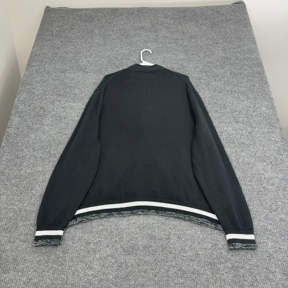 Banana Republic Full Zip Sweater Mens XXL Black Cotton Striped Trim Casual Style